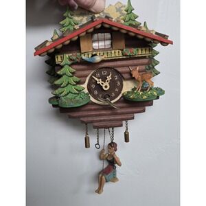 Small Vintage German cuckoo clock 1970's woodwork